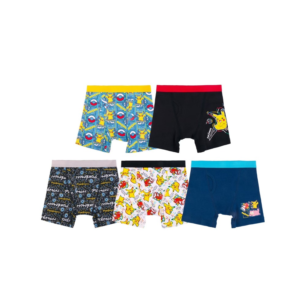 NEW Handcraft 5 Pack Boys Boxer Briefs - Pokemon -‎ 100% Cotton Size 4